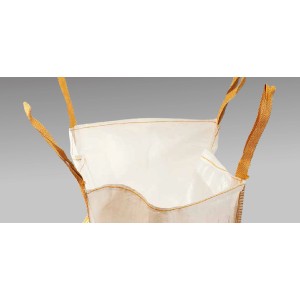 Weißer, leerer Scherf Big Bag für Schüttgüter mit Trageschlaufen.