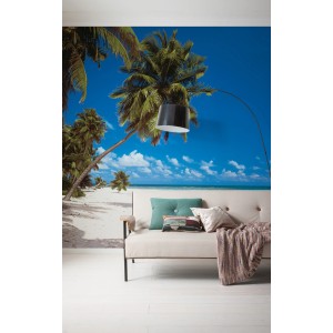 Komar Vlies Fototapete Maldives (300x250 cm) mit Strand- und Palmenmotiv.