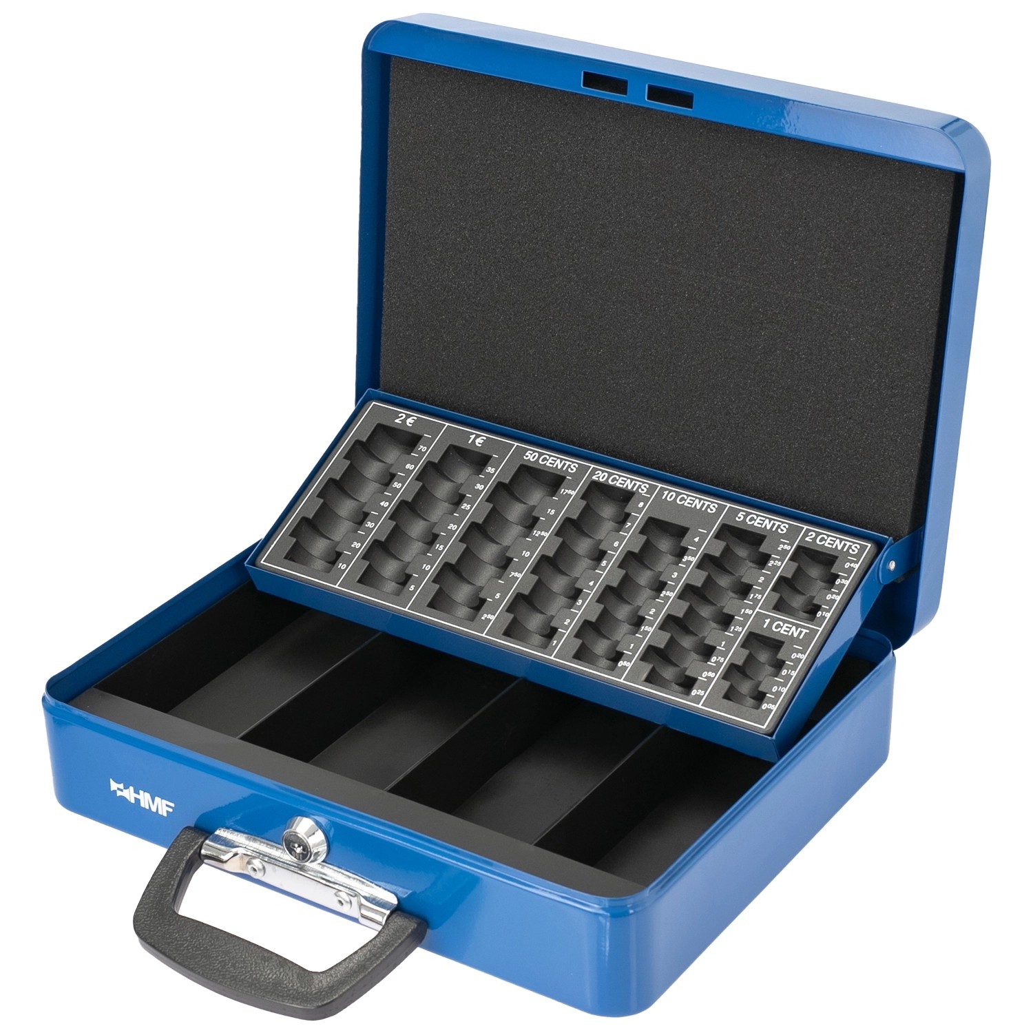 HMF 10016-05 Geldkassette Münzzählbrett Tragegriff 30 x 24 x 8 cm Blau günstig online kaufen
