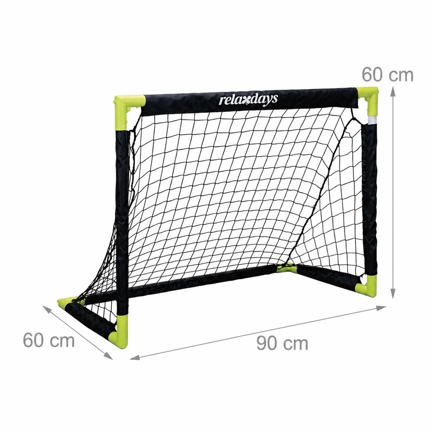Faltbares Fußballtor Relaxdays, 90x60x60 cm, schwarz-gelb aus PVC und Polyester. Ideal für Spiel & Training.