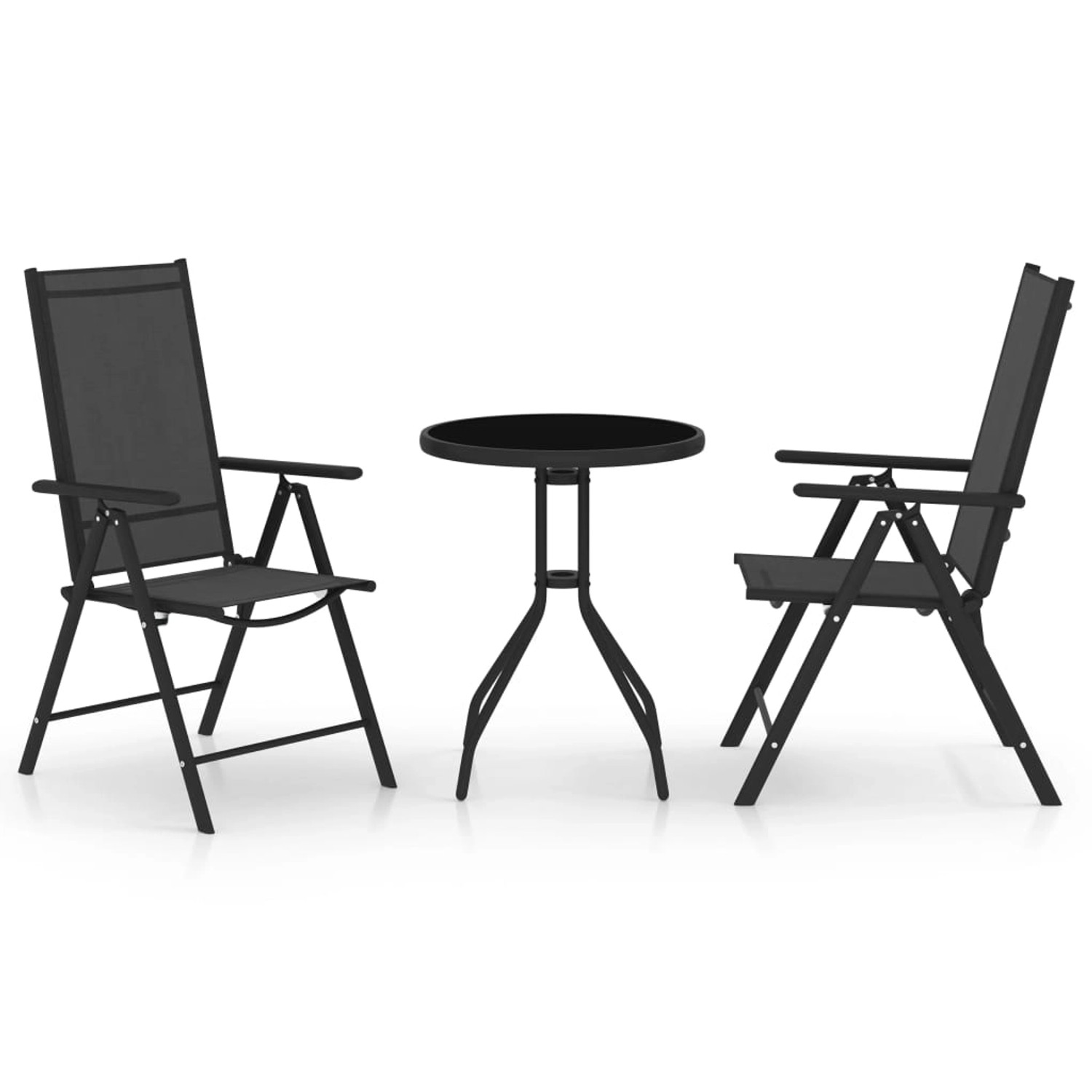 vidaXL 3-Tlg Bistro-Set Aluminium und Textilene Schwarz 3070652