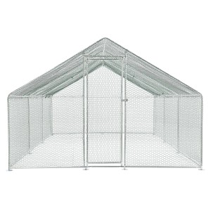 Juskys Freilaufgehege 3x6x2m: Verzinkter, begehbarer Laufstall mit Tür und Regenschutzplane für Kleintiere.