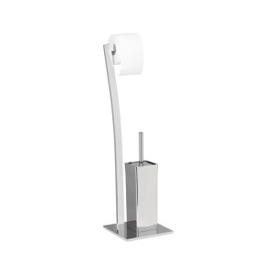 Relaxdays WC Garnitur Edelstahl Silber Rutschfest 71 cm x 20 cm x 20 cm 2,2 kg