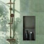 Schwarze Dalsys Wandnische Edelstahl 30x60cm im Bad mit Shampoo und Duschgel.