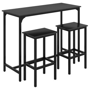 Costway Bartisch mit Barhocker Set 2 Personen Bartisch Set Schwarz