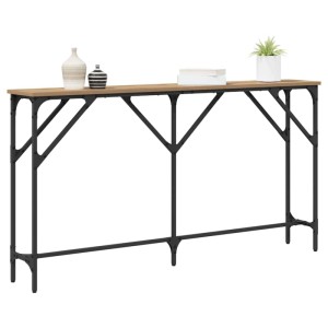 vidaXL Konsolentisch Artisan-Eiche mit schwarzem Metallgestell. Schmaler Wohnzimmertisch im Industriedesign, 140 cm lang.