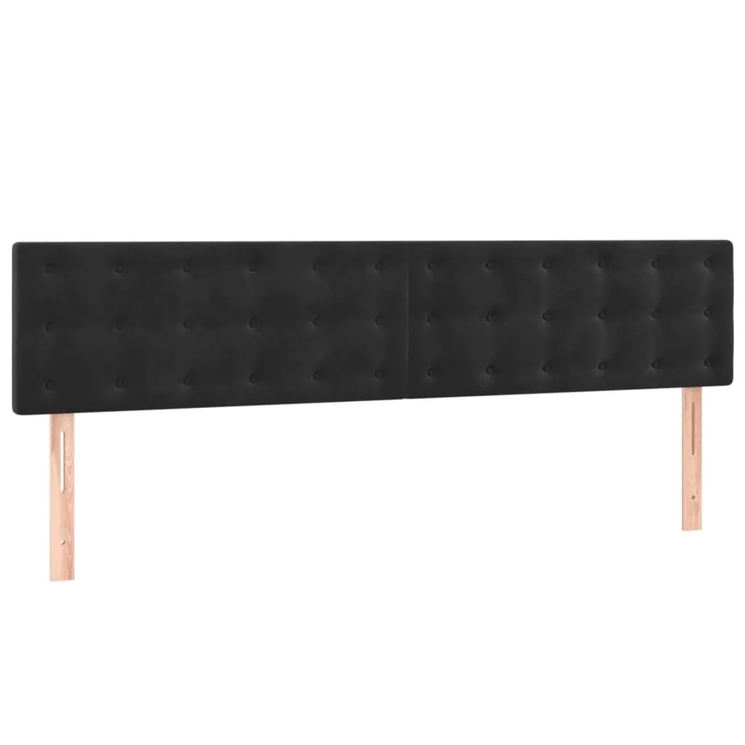Schwarzes Boxspringbett Kopfteil mit Knopfheftung, Samt, 160x200 cm.