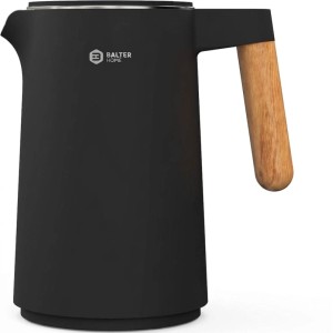 BALTER Edelstahl Wasserkocher Temperatureinstellung Doppelwandig BPA Frei Warmhaltefunktion Schwarz