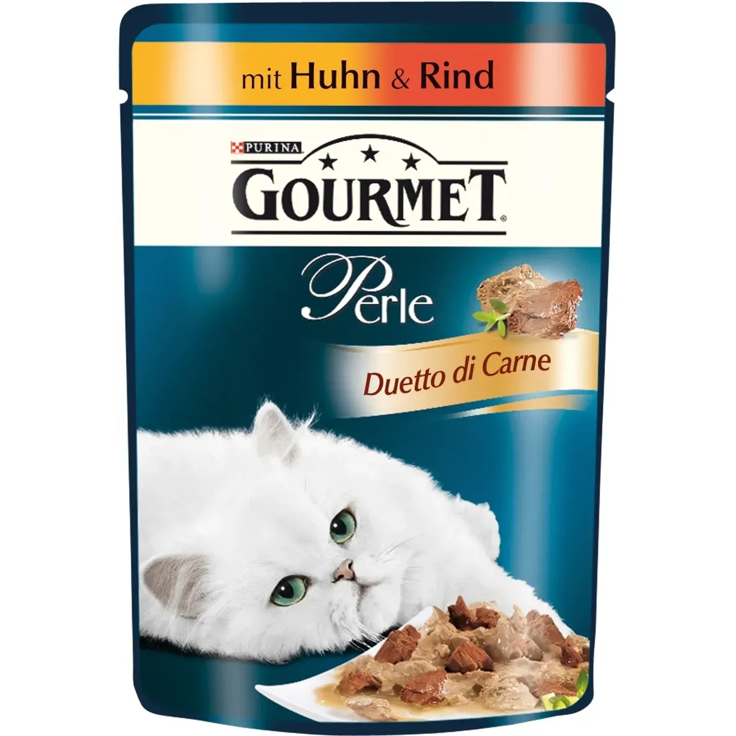 Gourmet Katzen-Nassfutter Perle Duetto Carne Huhn und Rind 85 g