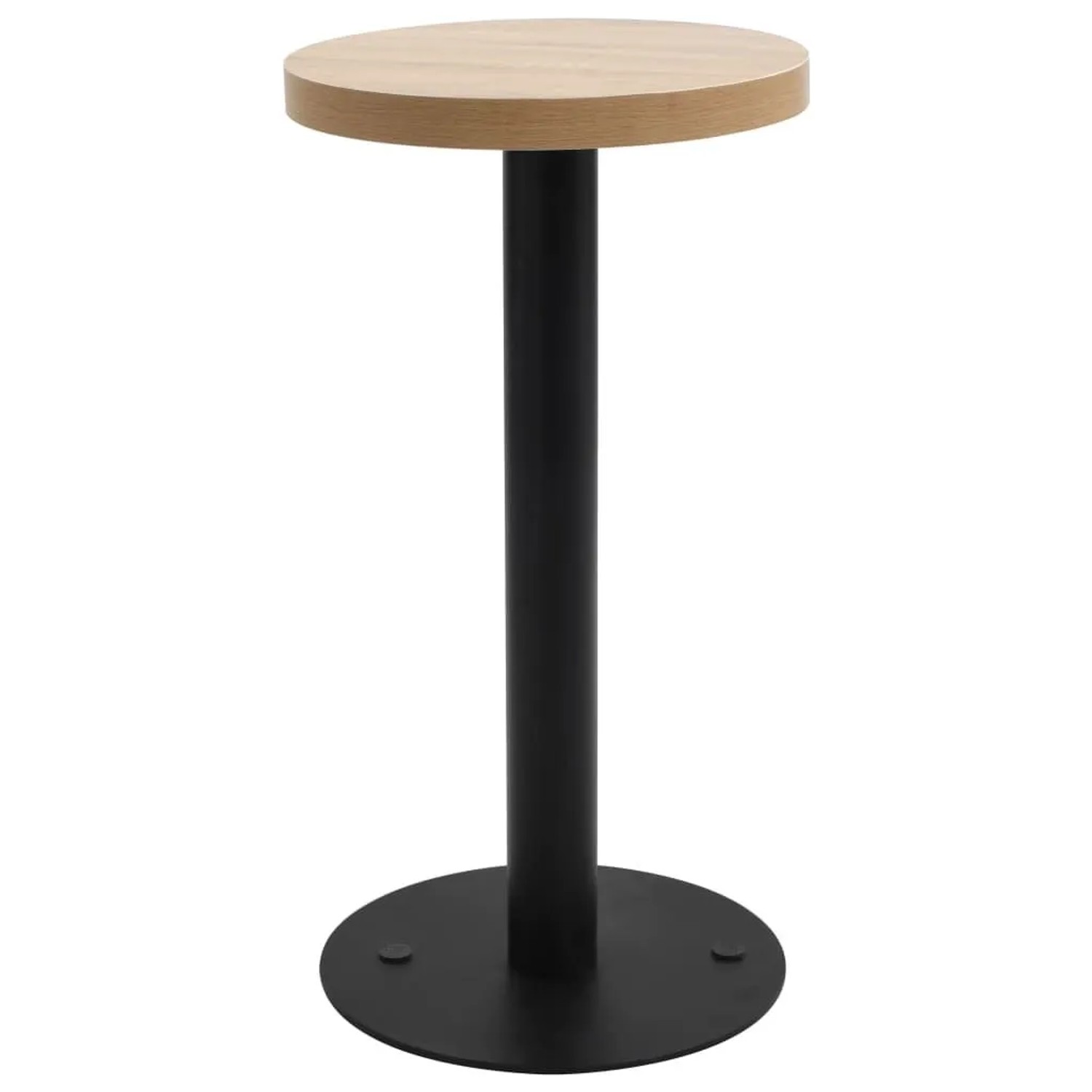DELUKE Bistrotisch FLORI Rund Hellbraun/Schwarz 40cm MDF Esstisch Kleiner Tisch Cafe Gartentisch Balkontisch Outdoortisch