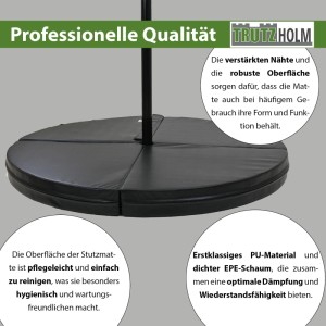 Schwarze TRUTZHOLM Tanzstangenmatte, 120cm Durchmesser, 10cm dick, für Sport & Fitness.