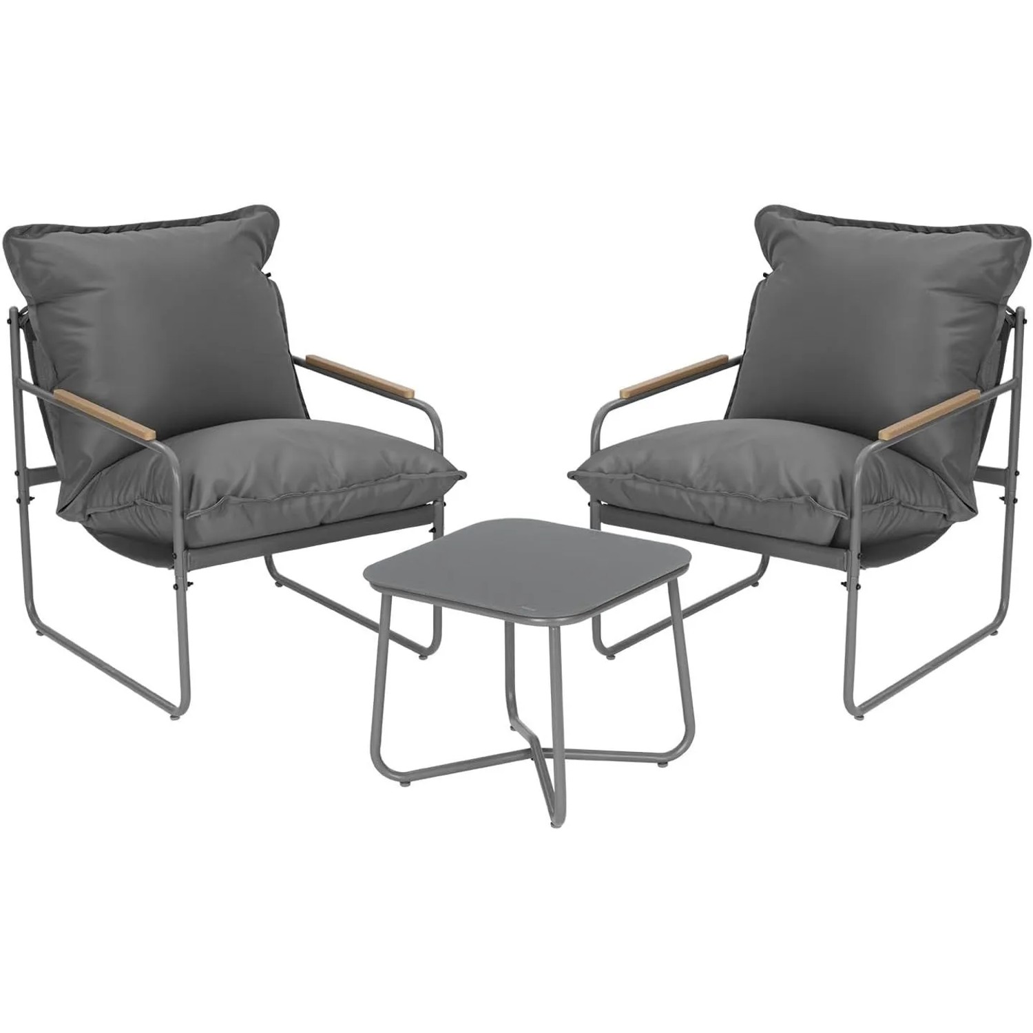 WOLTU GartenloungeSet 2 Sessel 1 Couchtisch mit Abnehmbaren Sitzkissen