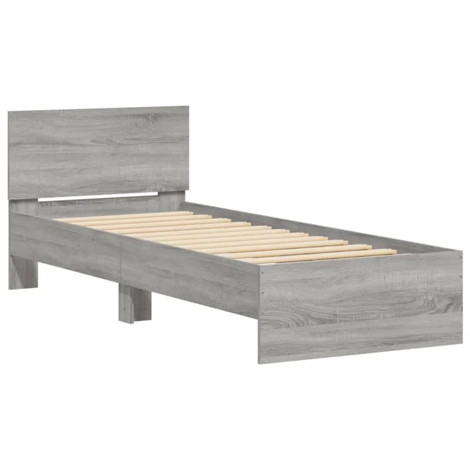 vidaXL Bettgestell mit Kopfteil Grau Sonoma 90x190 cm Holzwerkstoff 838657