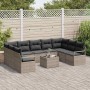 Graues 10-tlg. vidaXL Garten-Sofa-Set aus Poly Rattan mit Tisch für Terrasse und Garten.