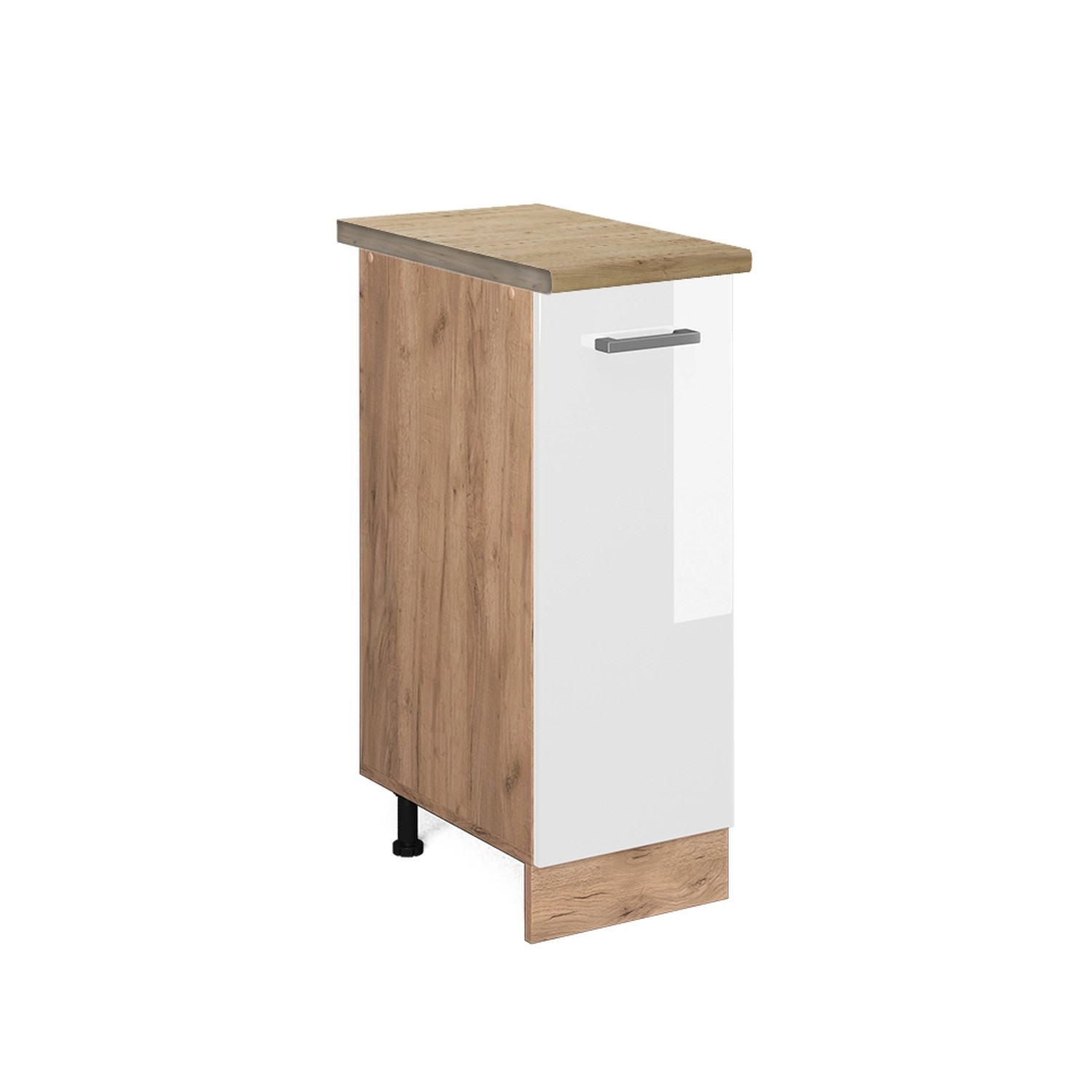 Vicco Apothekerschrank R-Line Weiß Hochglanz/Goldkraft Eiche 30 cm AP Eiche günstig online kaufen