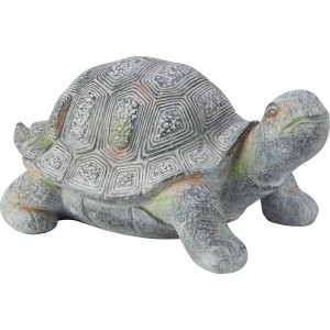 Dunkelgraue Deko-Schildkröte aus Polyresin für den Garten, 28x15x13,5 cm.