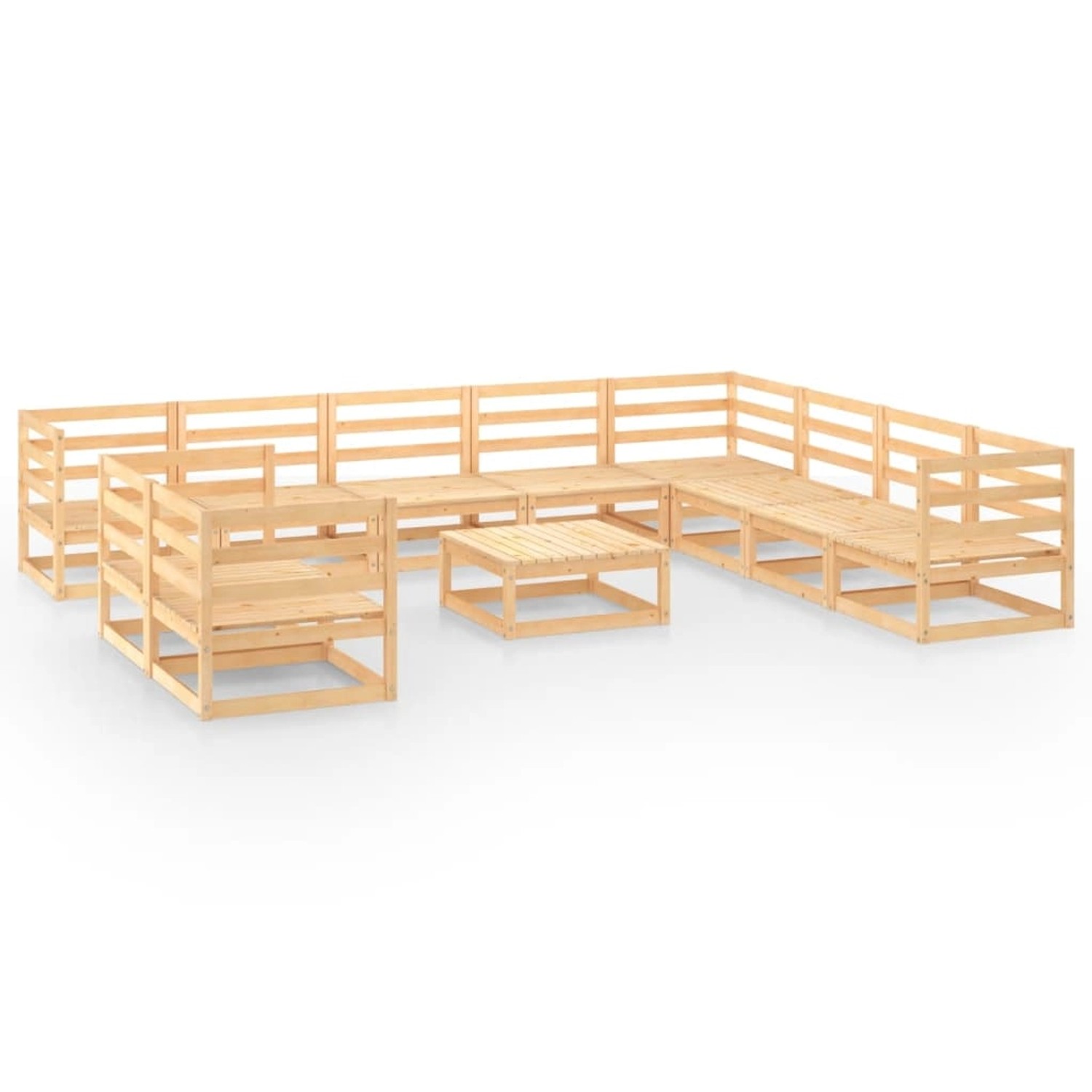 vidaXL 11-tlg Garten-Lounge-Set Massivholz Kiefer Modell 3 günstig online kaufen