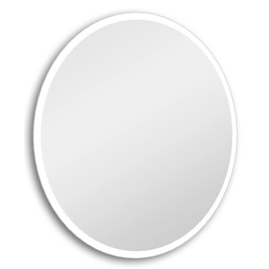 Runder DSK Design LED-Lichtspiegel Bright Circle, Ø 50 cm, mit umlaufender, sandgestrahlter LED-Beleuchtung.