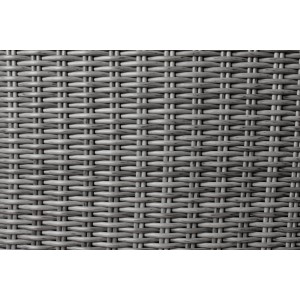 Detailaufnahme: Graues, halbrundes Polyrattan-Geflecht der Avila Lounge-Gruppe.