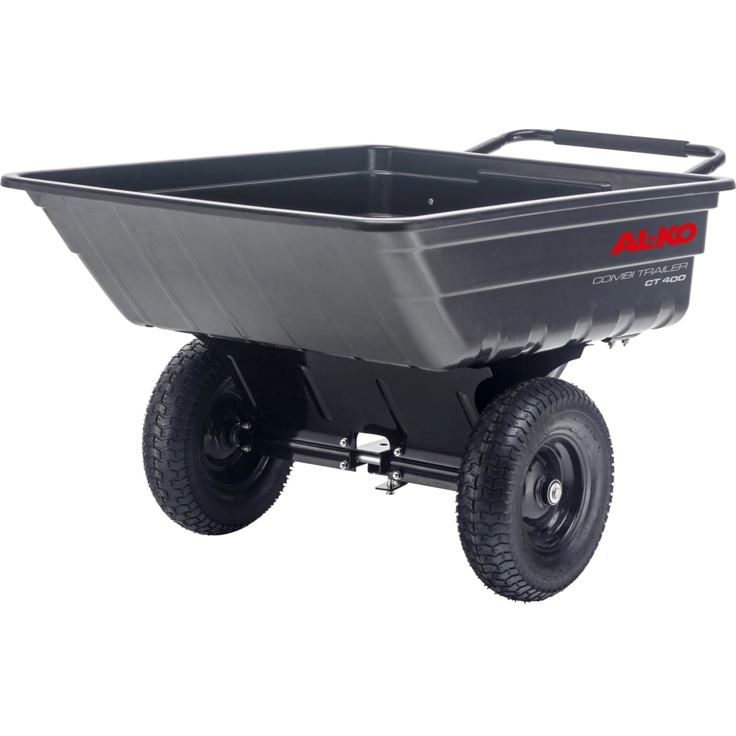 Al-Ko Combi Trailer CT 400 für Rasentraktoren, Anhänger mit Kippfunktion und robusten Reifen.