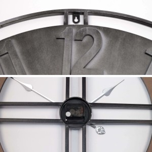 Wall-Art Wanduhr XL Industrial, Ø 50 cm, silberfarben. Metall-Uhr im Industrial-Design.