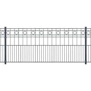 Metallzaun-Set Turin, 80 cm hoch, 17,4 m lang, anthrazit, mit Rauten-Ornamenten.
