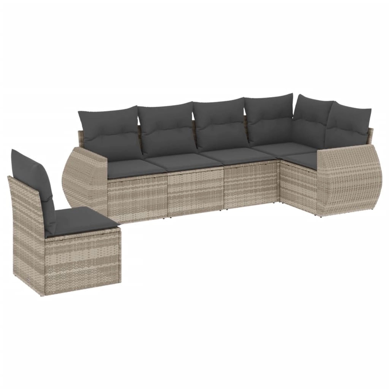 vidaXL 6-Tlg Garten-Sofagarnitur mit Kissen Hellgrau Poly Rattan 3253769 günstig online kaufen
