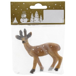 Braunes Deko-Hirschkitz aus Polyresin, 8x7,5cm, Weihnachtsbaumbehang.