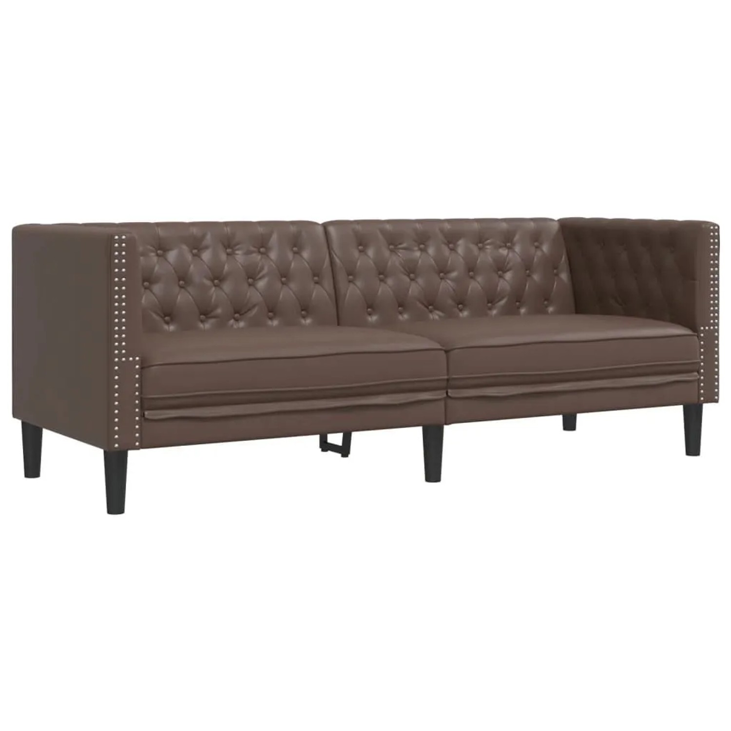 vidaXL Chesterfield-Sofa 3-Sitzer Braun Kunstleder 372668