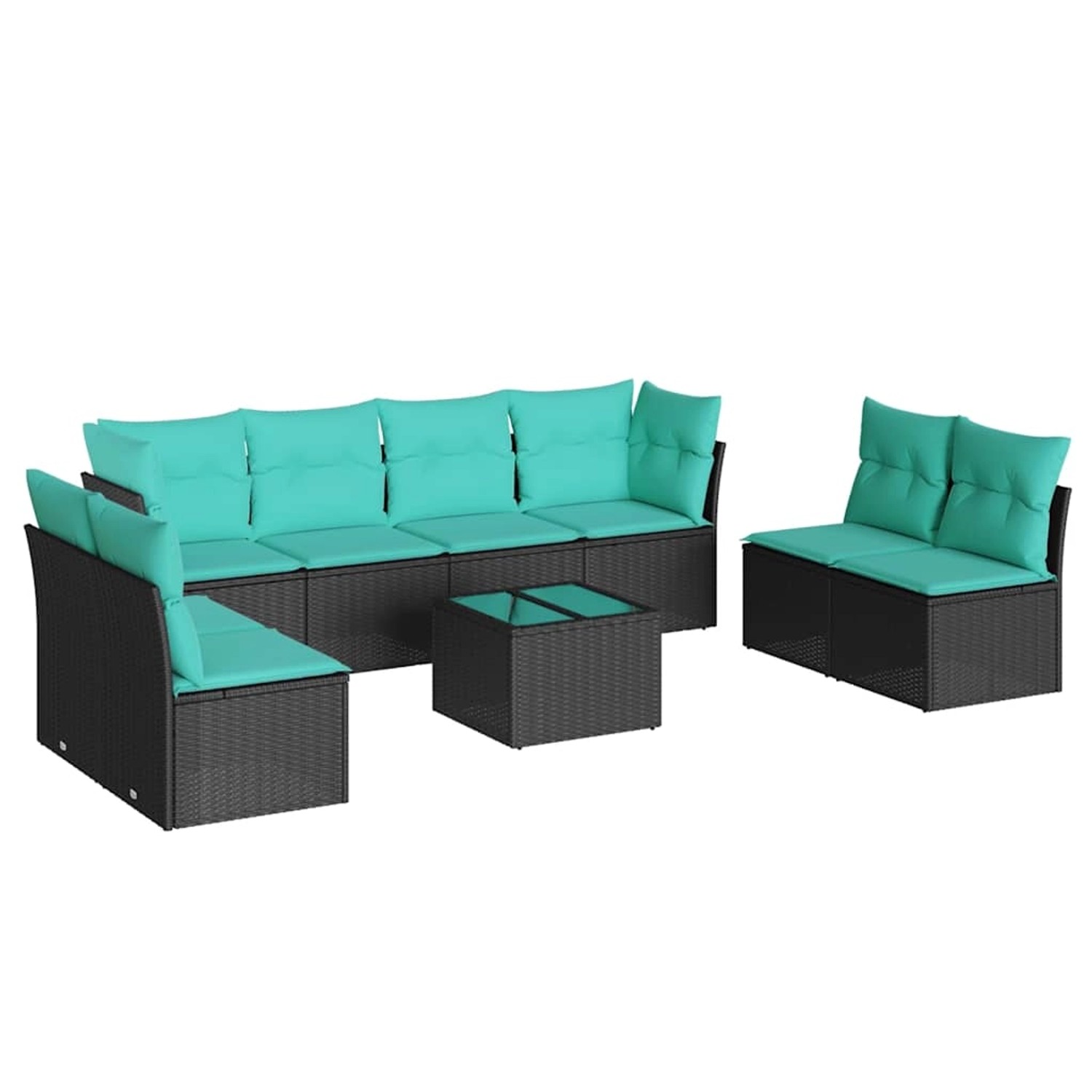 vidaXL 9-Tlg Garten-Sofagarnitur mit Kissen Schwarz Poly Rattan 3217457 günstig online kaufen