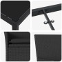 vidaXL Garten Essgruppe, 5-teilig, schwarz, Poly Rattan, Details von Tischplatte, Gestell und Stuhl.