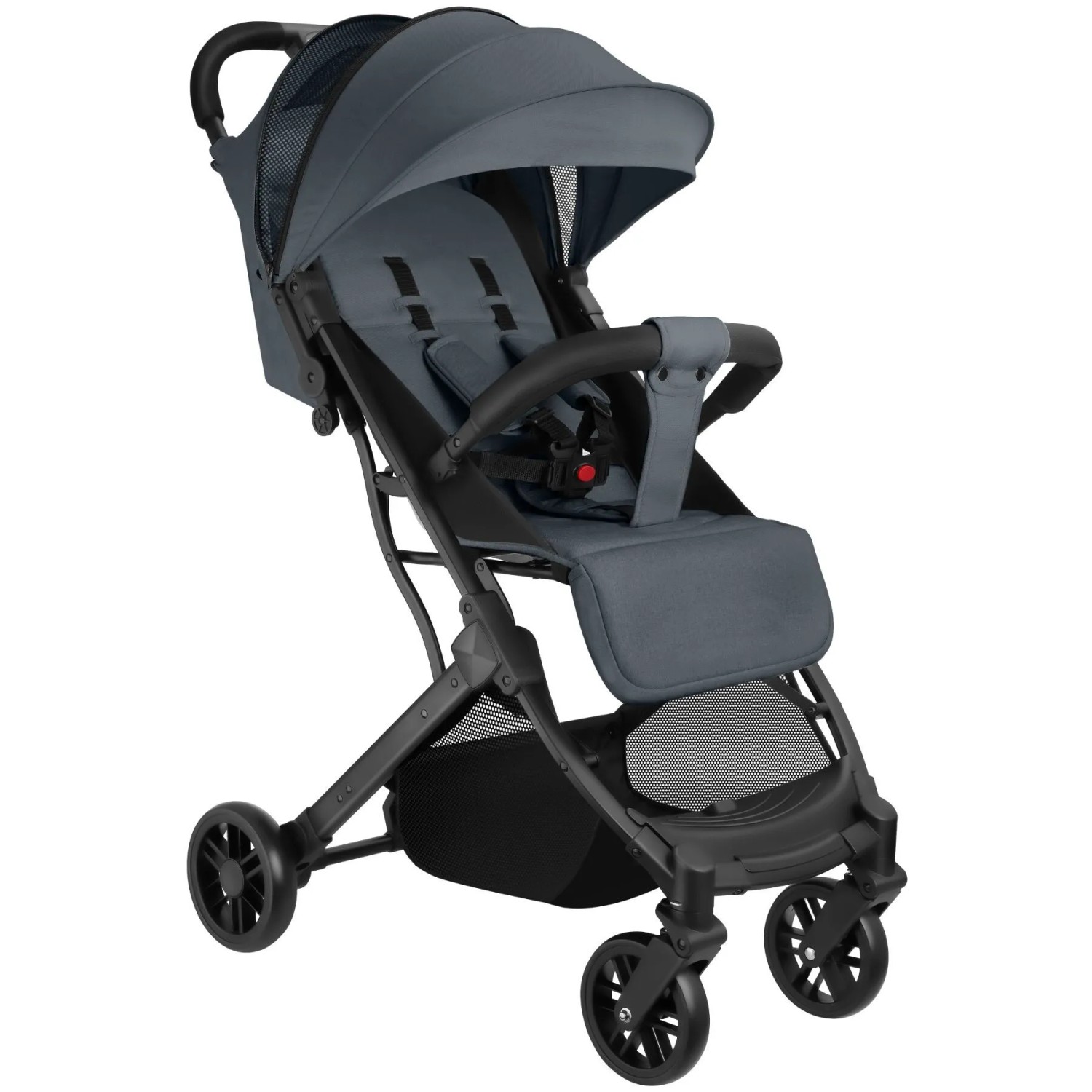 Tectake Buggy Kinderwagen Finn Einhand Klappmechanismus  Mit 5 Punkt Gurt  Feststellbremse  Schutzbügel Verstellbare Rückenlehne und Beinablage  Faltb