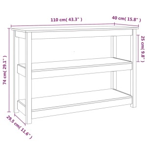 vidaXL Konsolentisch aus Kiefernholz, 110x40x74 cm, mit drei Ablagen. Ideal als Flur- oder Beistelltisch.