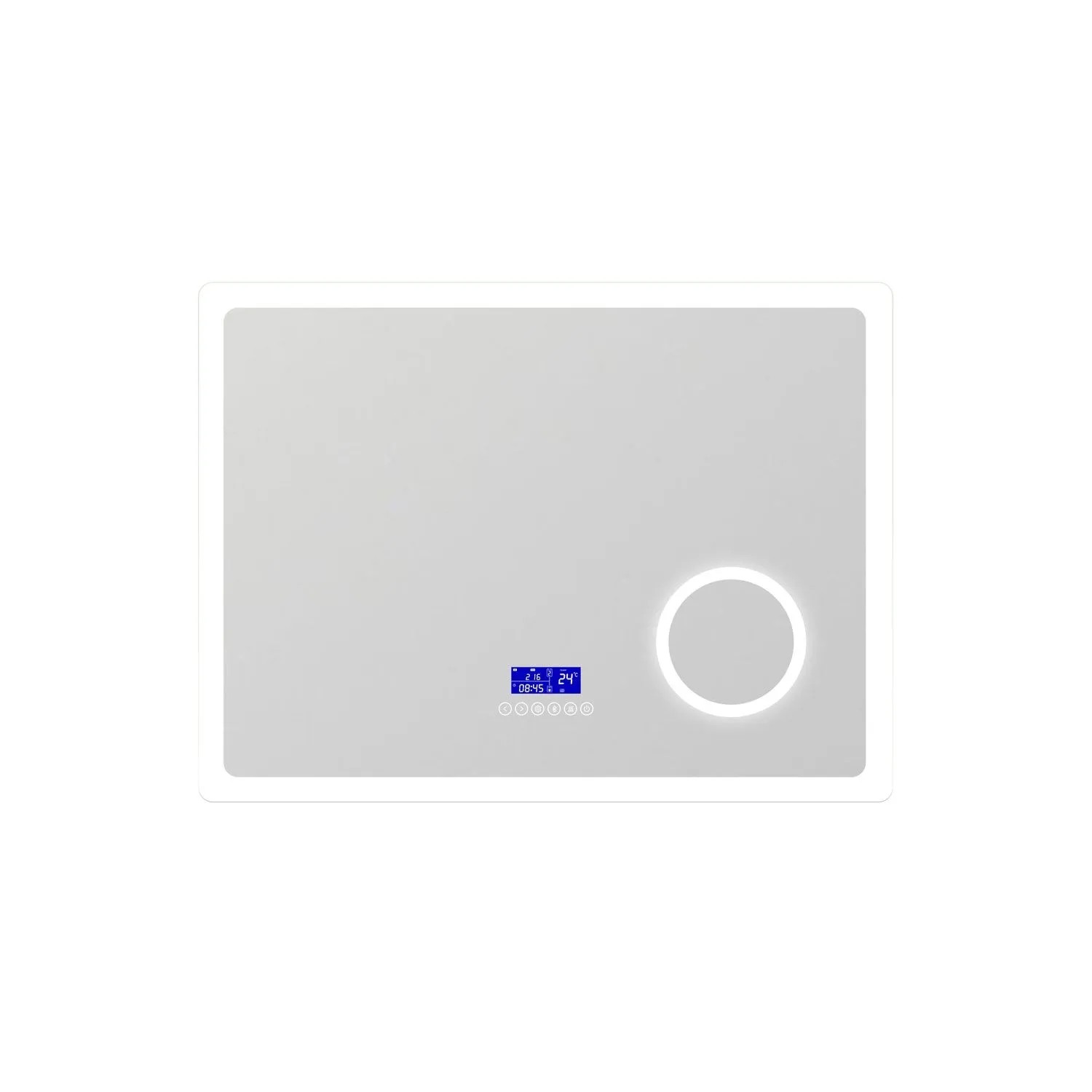 Duschparadies Badspiegel mit Beleuchtung 80x60cm LED Spiegel mit Bluetooth-Anzeige Lupe Touch Beschlagfrei