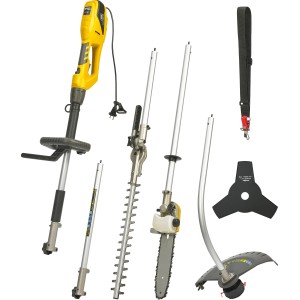 Texas Smart Combi 100 Elektro-Multi-Maschine mit Rasentrimmer, Heckenschere und Kettensäge.