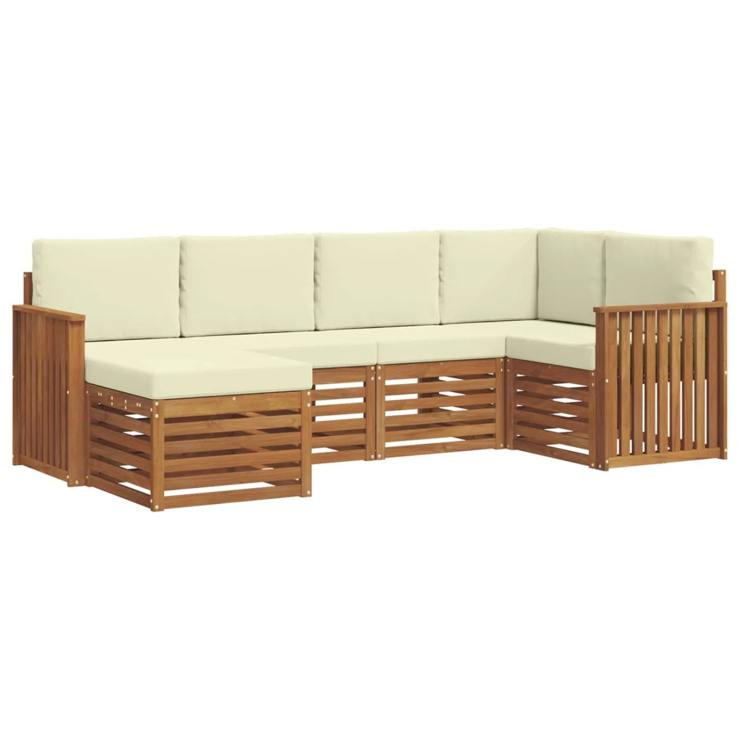 vidaXL Sofagarnituren 6 Tlg Natur und Creme Massivholz Akazie 3375085