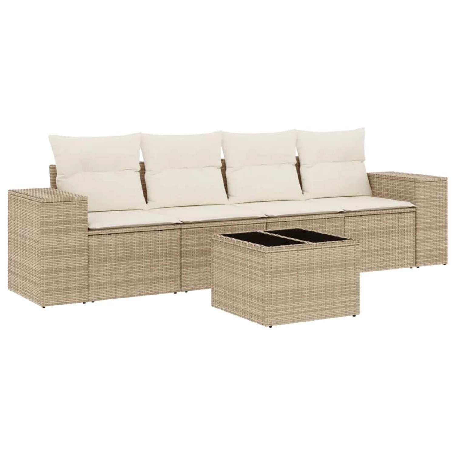 vidaXL 5-Tlg Garten-Sofagarnitur mit Kissen Beige Poly Rattan 3254625 günstig online kaufen