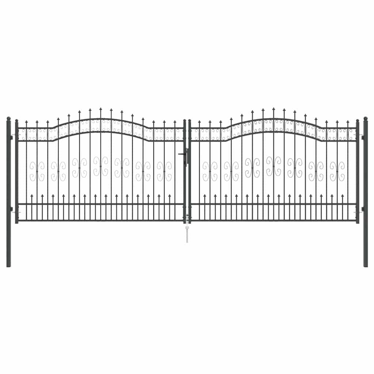 vidaXL Zauntor mit Speer-Top mit Schloss Grau 404 x 125 cm Stahl 42009049 günstig online kaufen