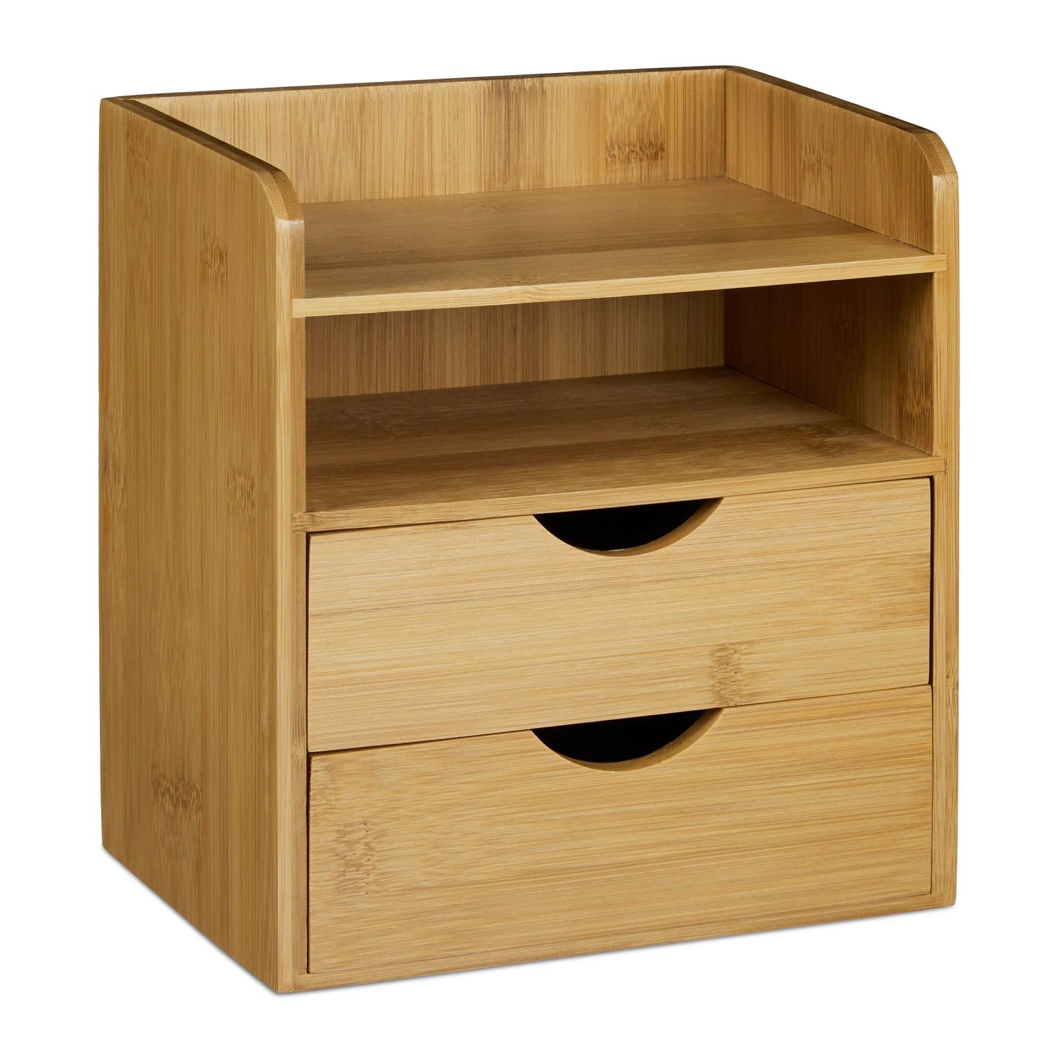 Relaxdays Schreibtisch Organizer Bambus Natur 2 Schubladen 21 cm x 20 cm x 13 cm