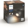 Verpackung des Philips Hue Spot Buckram, 1-flammig, schwarz, mit Dimmer. LED Leuchte für White Ambiance.
