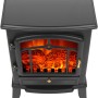 Schwarzer El Fuego Elektrokamin Como mit Heizung und Flammeneffekt.