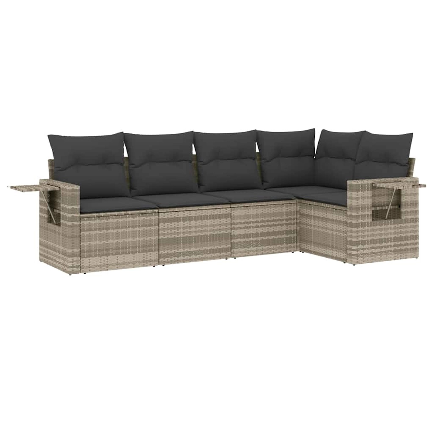 vidaXL 5-Tlg Garten-Sofagarnitur mit Kissen Hellgrau Poly Rattan 3252469 günstig online kaufen