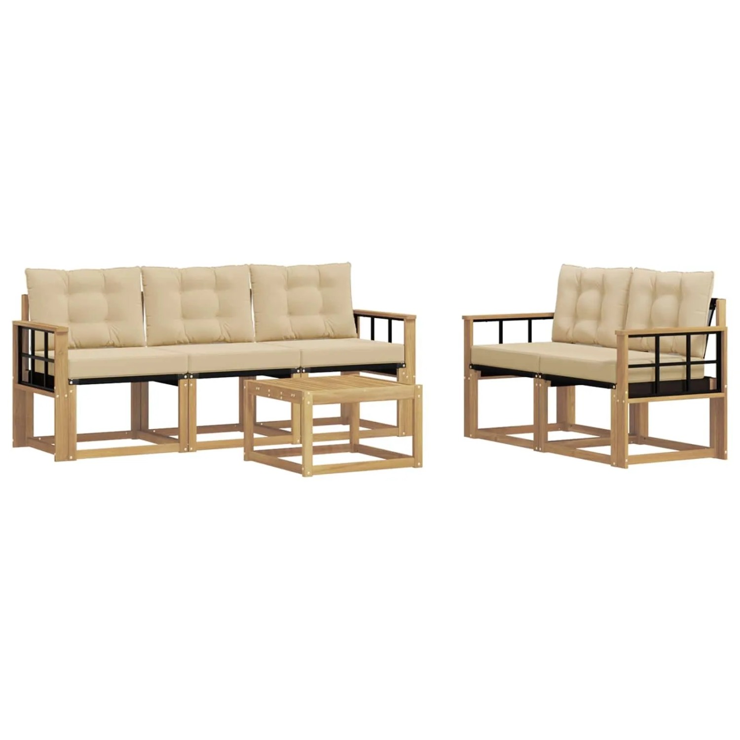 vidaXL Outdoor-Sofagarnitur mit Kissen 6-Tlg Weiß und Beige 3389219