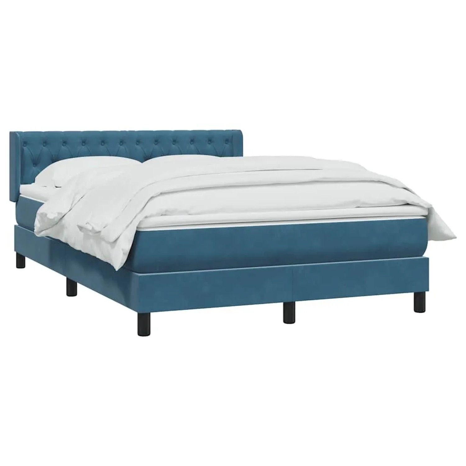 vidaXL Boxspringbett mit Matratze Dunkelblau 160x210 cm Samt 3318373 günstig online kaufen