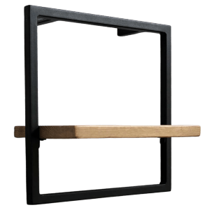 Holz4home Wandregal Small, schwarz gerahmt, Industrial Style, hellgraues Holz.