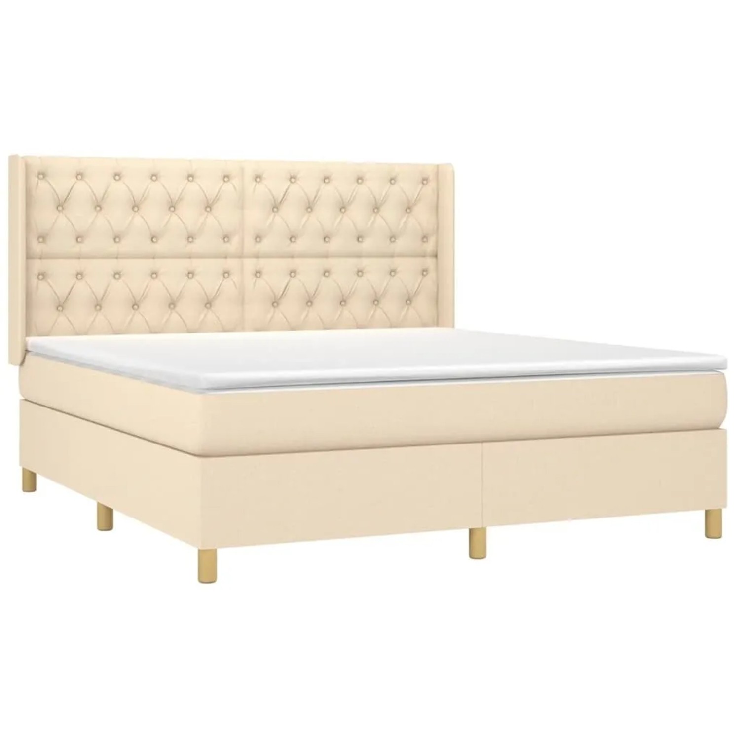 vidaXL Boxspringbett mit Matratze & LED Creme 160x200 cm Stoff 3139130 günstig online kaufen