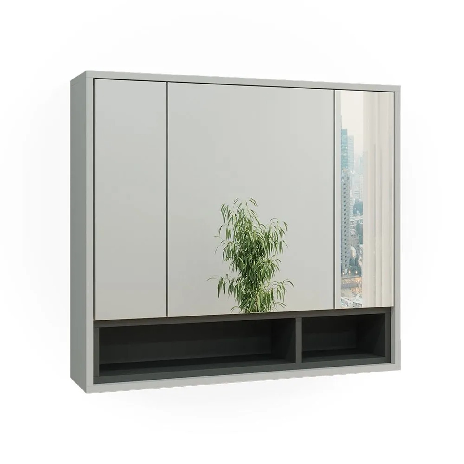 Vicco Badspiegelschrank Beatrice Grau Anthrazit 80 x 72