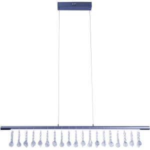 Graue LED-Pendelleuchte Nobilis, ca. 100 cm breit, mit dekorativen Kristallen.