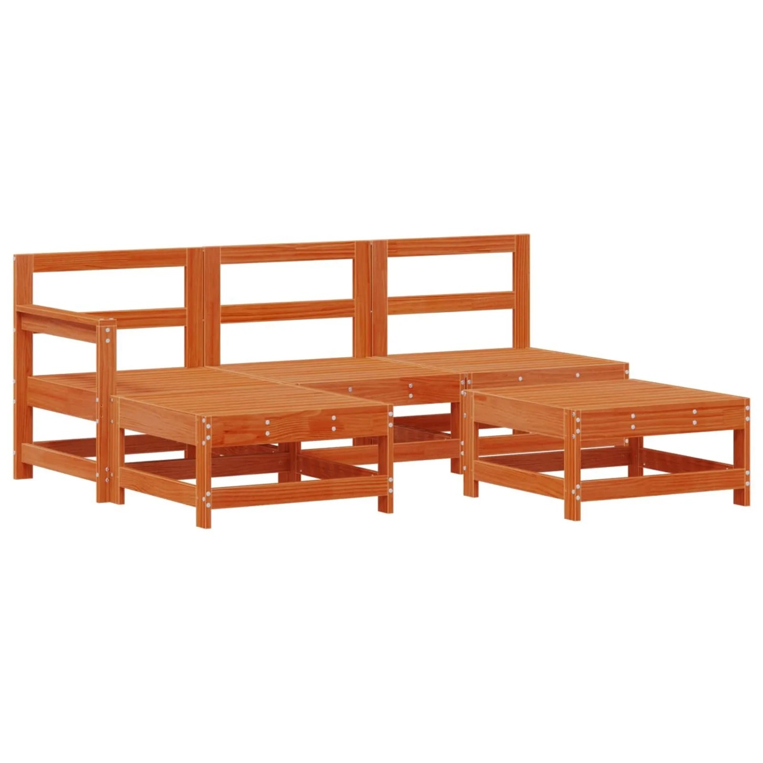 vidaXL Garten-Lounge-Set 5-Tlg Wachsbraun Massives Kiefernholz 3418132