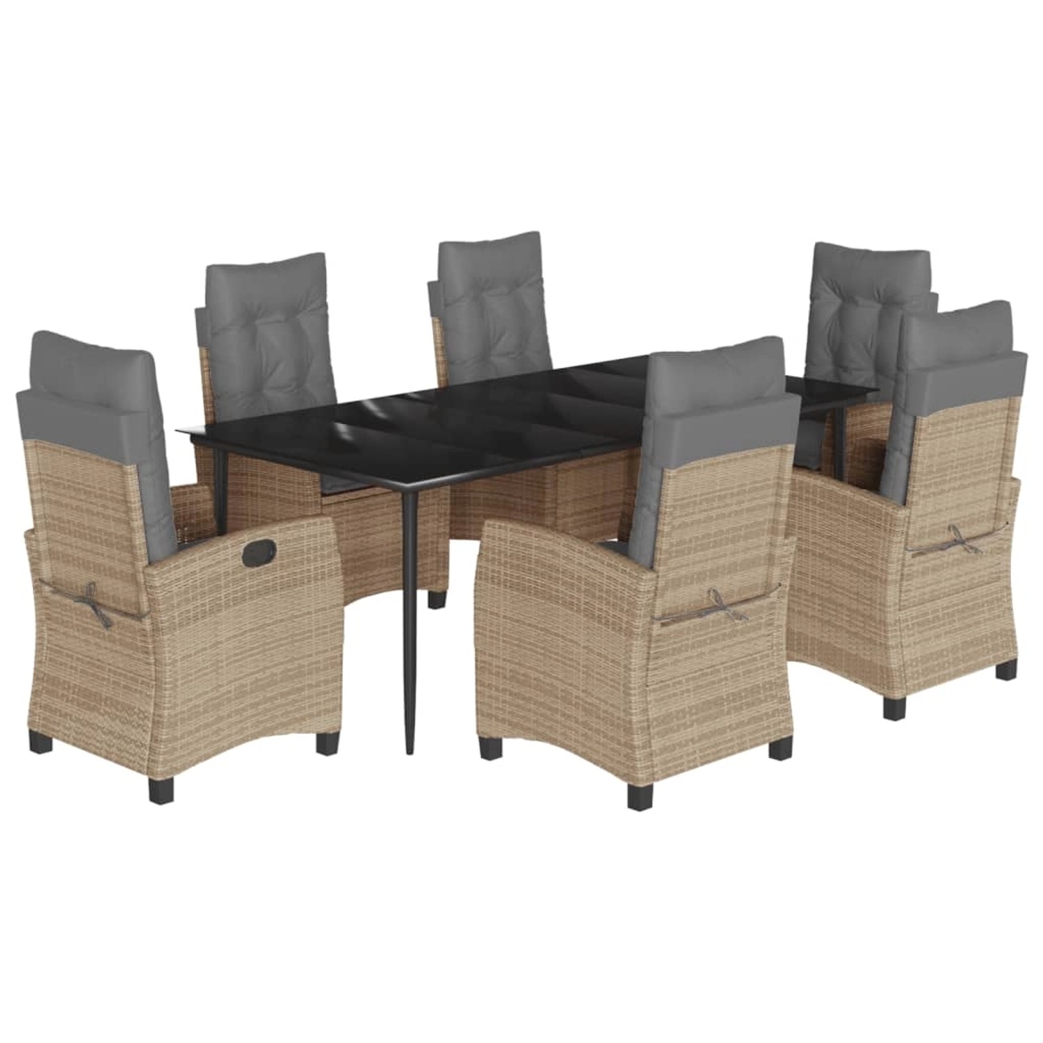 vidaXL 7-Tlg Garten-Essgruppe mit Kissen Beigemischung Poly Rattan 3212829 günstig online kaufen